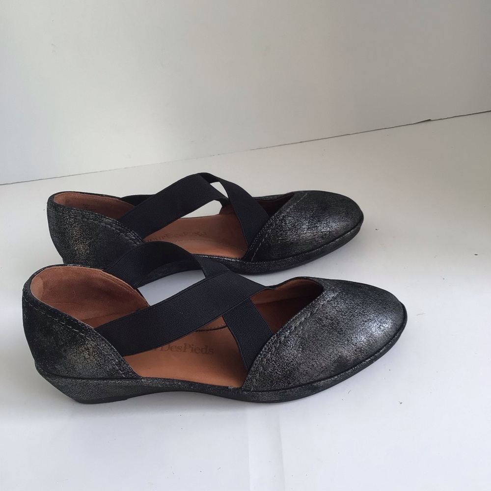 L'Amour Des Pieds Bane Demi Criss Cross Strap Leather Wedges Size 7 - Picture 8 of 14